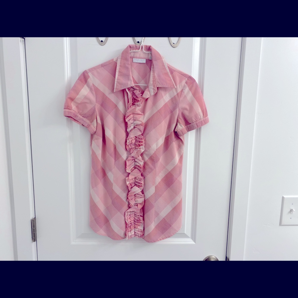 Pink plaid button down